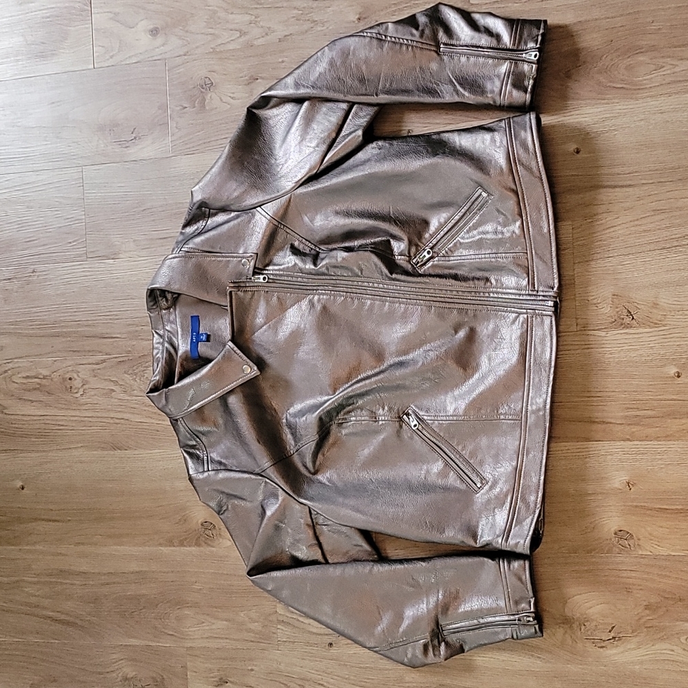 Apt. 9•Metallic Peuter Faux Leather Jacket 1X